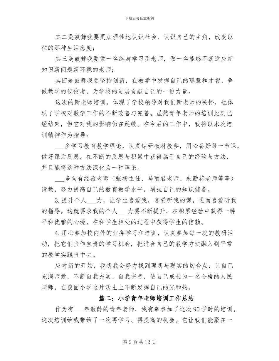 2024年小学青年教师培训工作总结_第2页