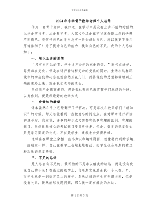 2024年小学骨干数学教师个人总结