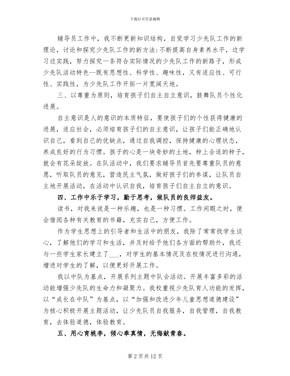 2024年少先队大队辅导员工作总结范文_第2页