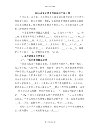 2024年就业局工作总结和工作计划