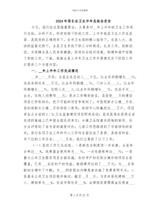 2024年局长在卫生半年总结会发言