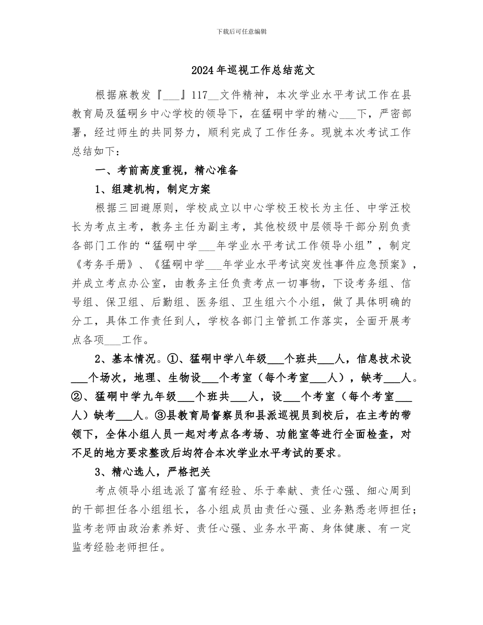 2024年巡视工作总结范文_第1页