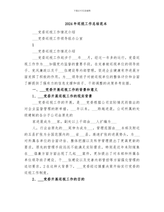 2024年巡视工作总结范本