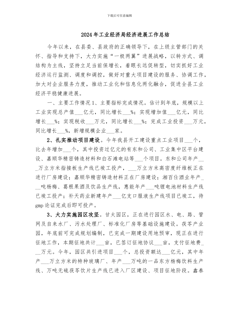 2024年工业经济局经济发展工作总结_第1页