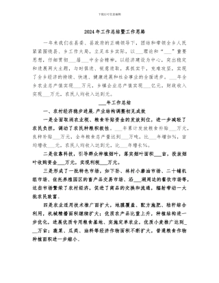 2024年工作总结暨工作思路