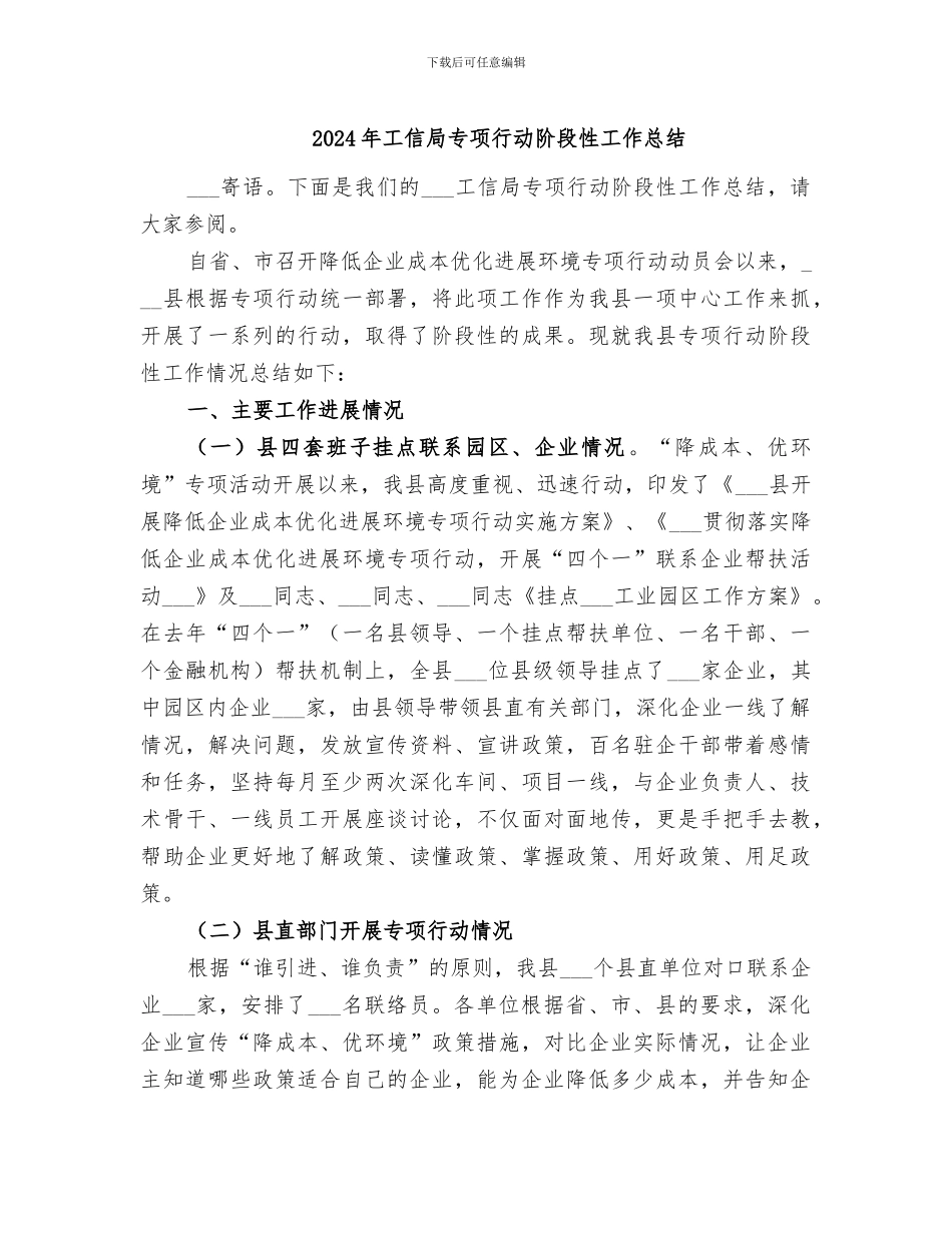 2024年工信局专项行动阶段性工作总结_第1页