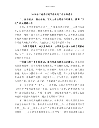 2024年工商局创建五优机关工作总结范本