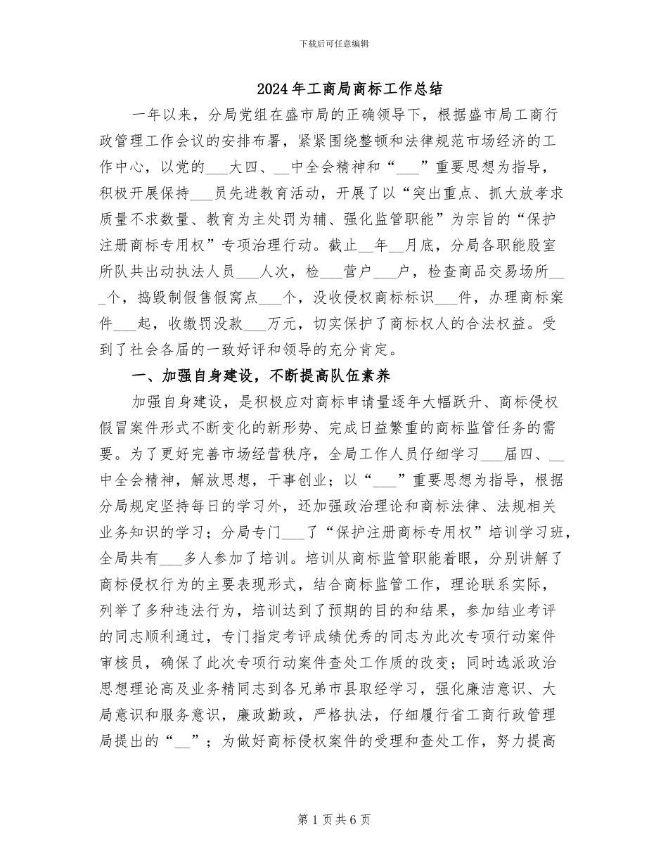 2024年工商局商标工作总结_第1页