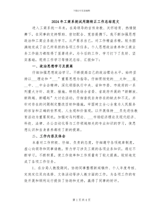 2024年工商系统试用期转正工作总结范文