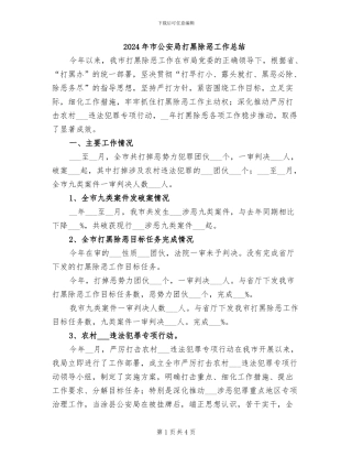 2024年市公安局打黑除恶工作总结