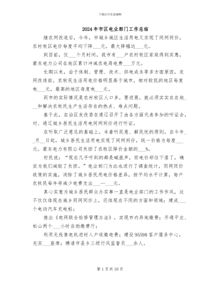2024年市区电业部门工作总结