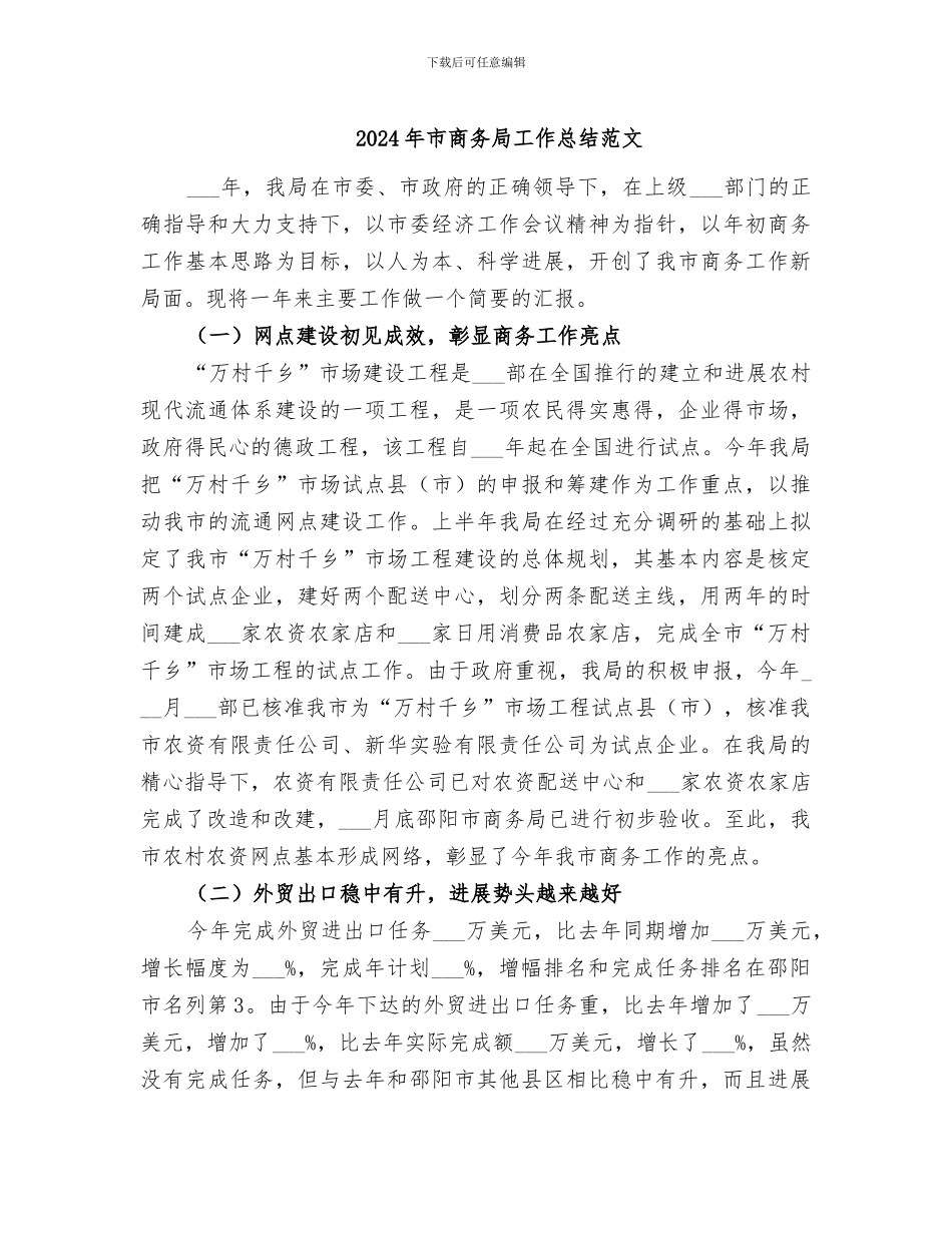 2024年市商务局工作总结范文_第1页