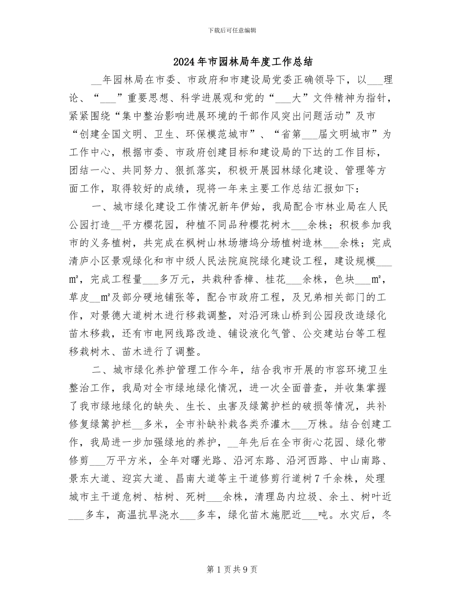2024年市园林局年度工作总结_第1页
