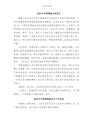 2024年市场调查总结范文