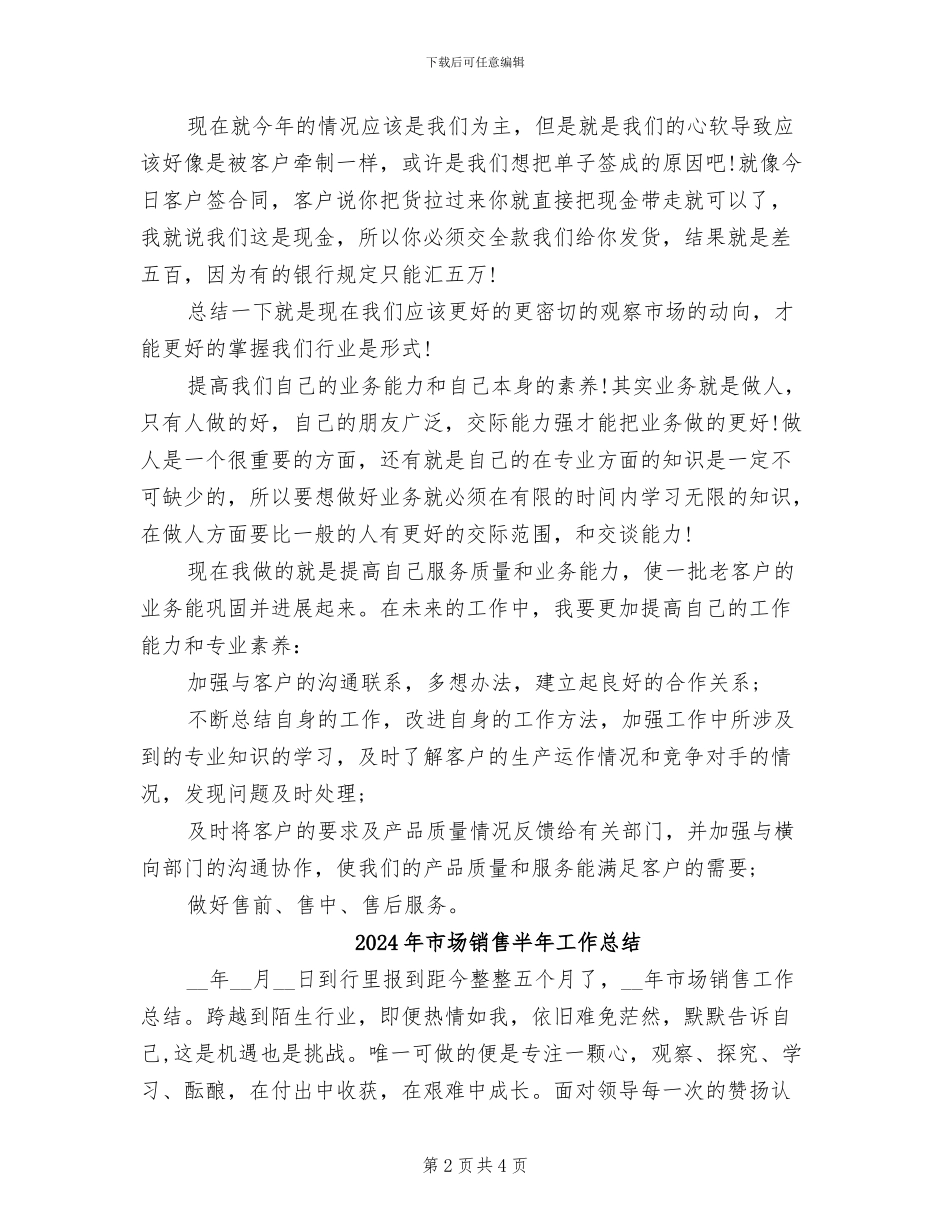 2024年市场销售人员月度总结_第2页