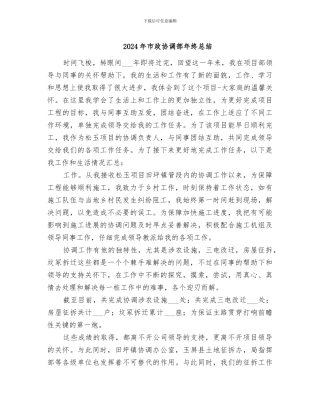 2024年市政协调部年终总结