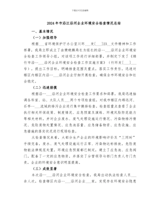 2024年市沿江沿河企业环境安全检查情况总结