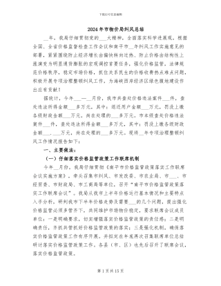 2024年市物价局纠风总结