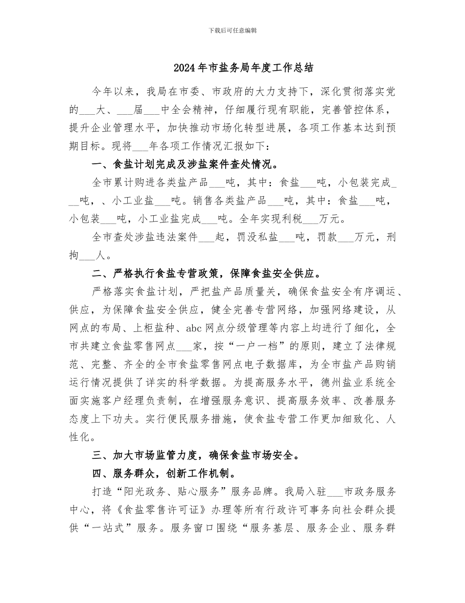 2024年市盐务局年度工作总结_第1页