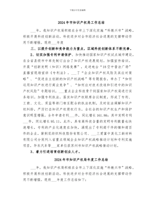 2024年市知识产权局工作总结