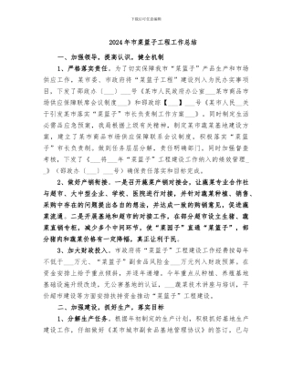 2024年市菜篮子工程工作总结