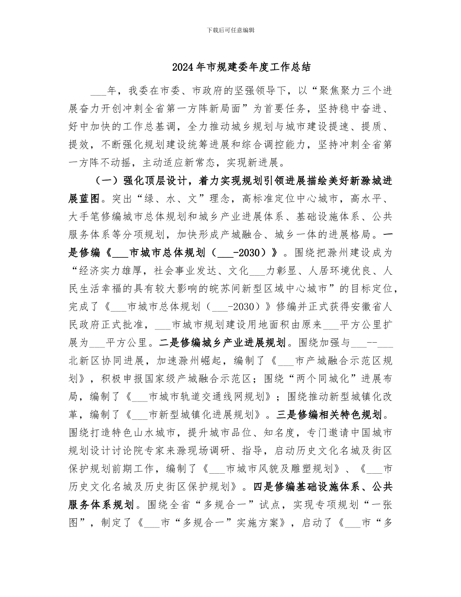 2024年市规建委年度工作总结_第1页