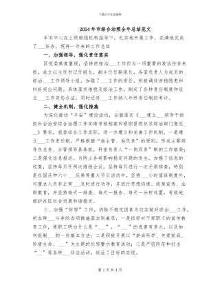2024年市综合治理全年总结范文