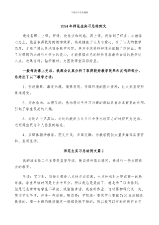 2024年师范生实习总结例文