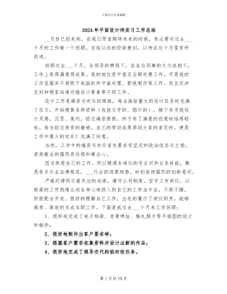 2024年平面设计师实习工作总结