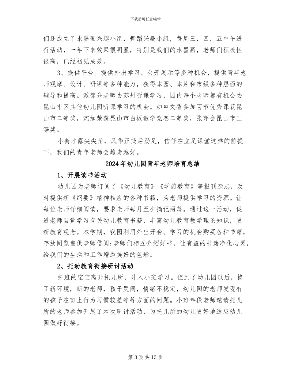 2024年幼儿园青年教师培养工作总结_第3页