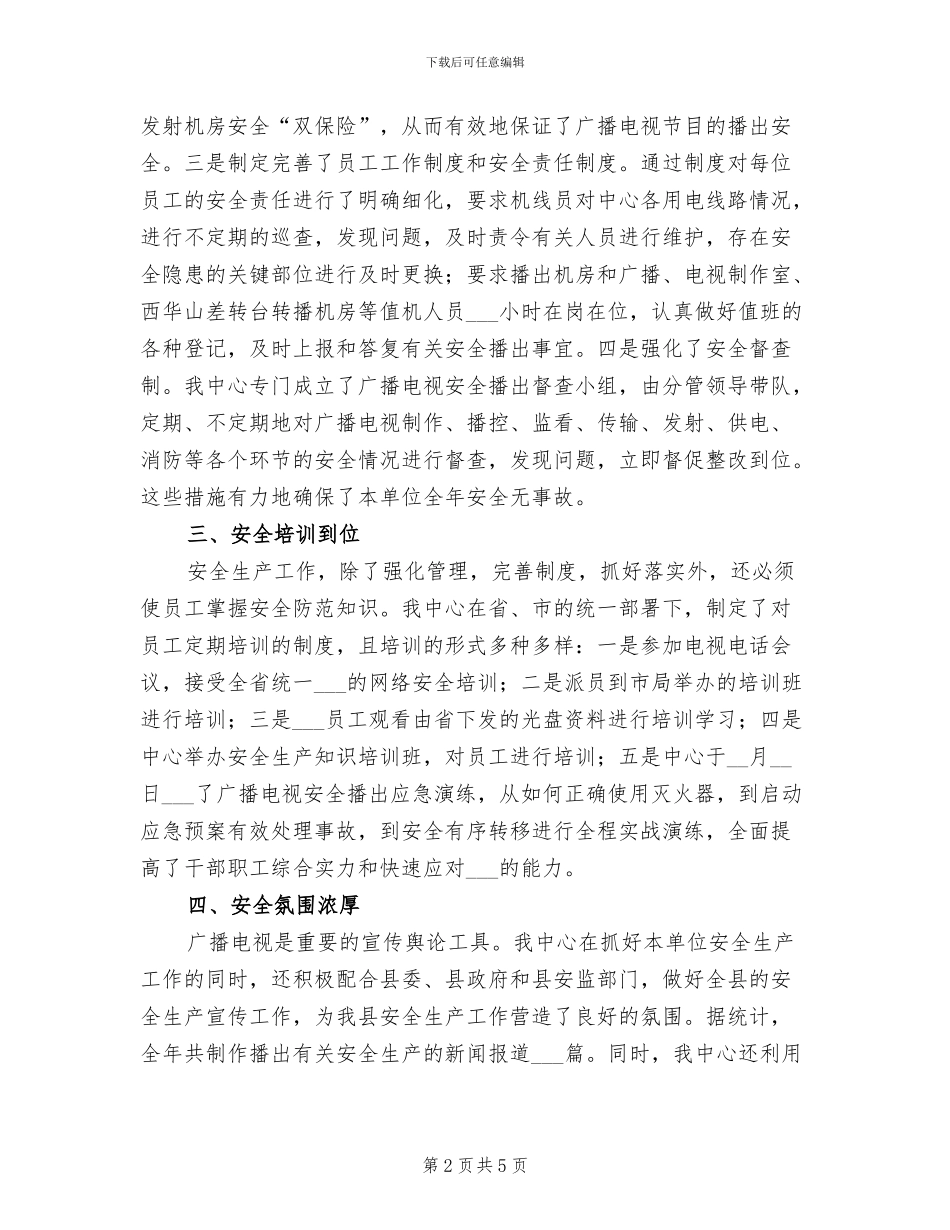 2024年广电中心安全生产工作小结_第2页