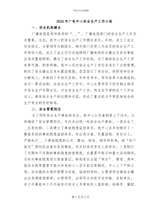 2024年广电中心安全生产工作小结