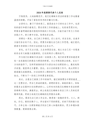 2024年底销售代表个人总结