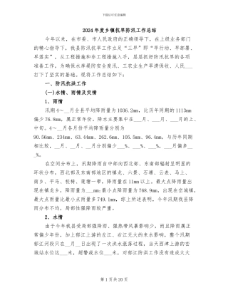 2024年度乡镇抗旱防汛工作总结