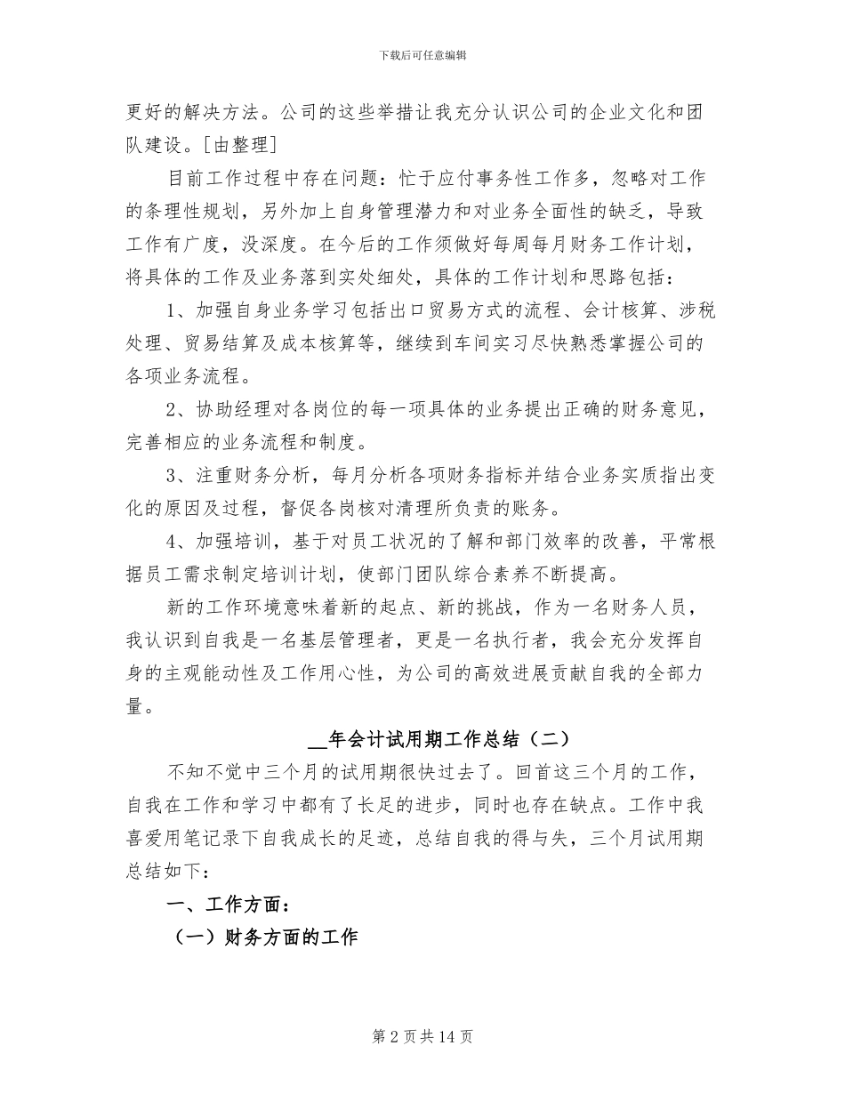 2024年度会计试用期工作总结_第2页
