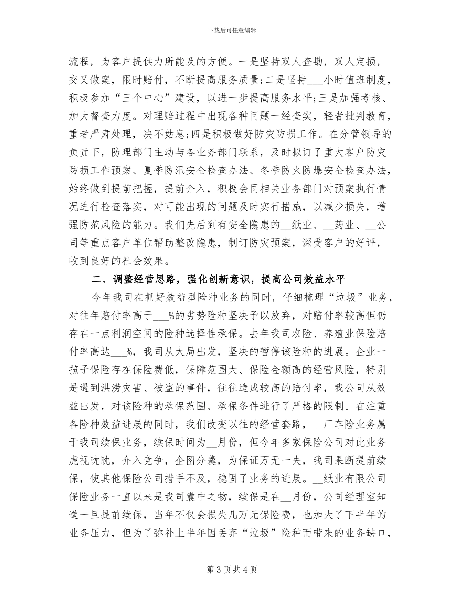 2024年度保险公司内勤工作总结_第3页