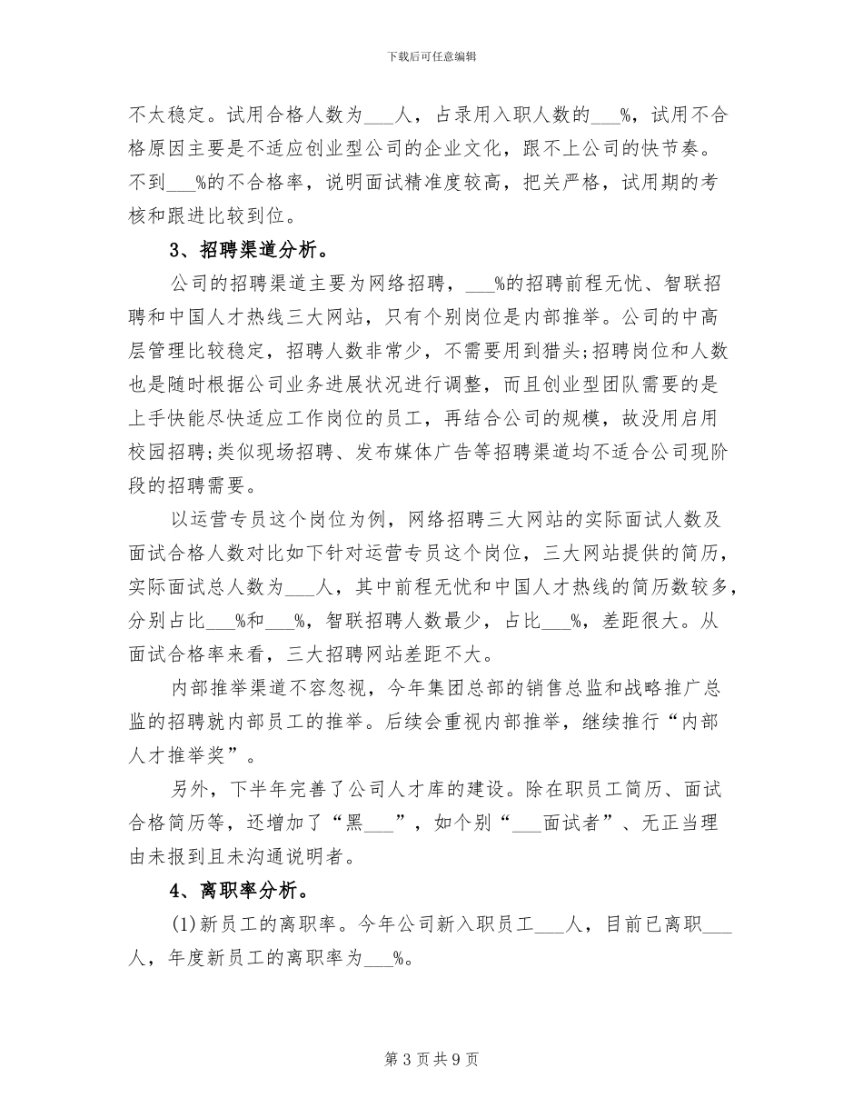 2024年度人力资源公司工作总结_第3页