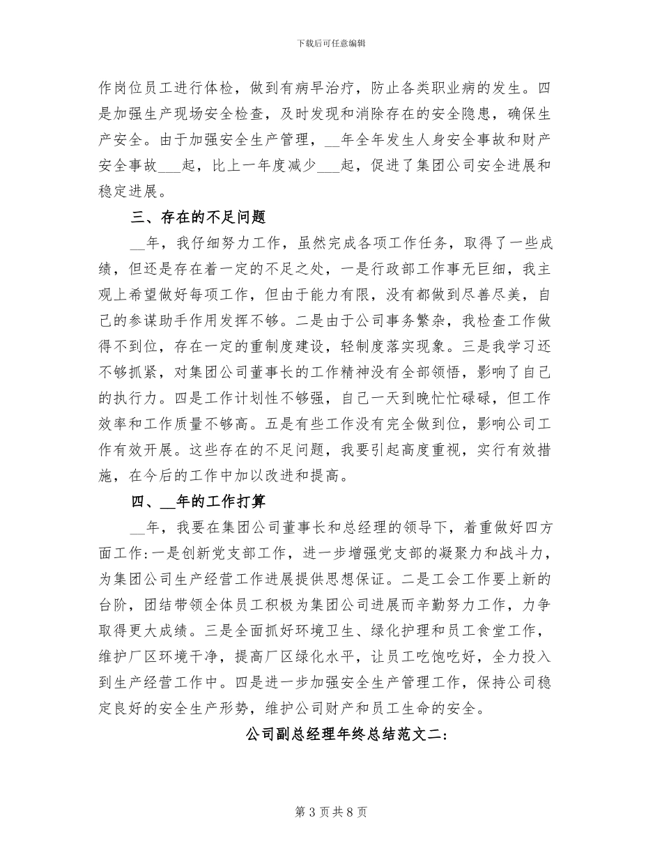 2024年度公司副总经理年终总结_第3页