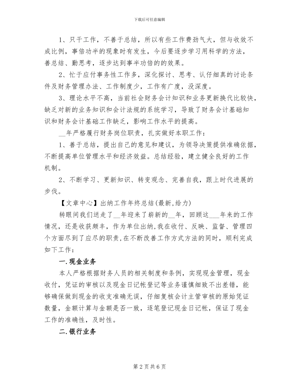 2024年度出纳个人工作总结_第2页