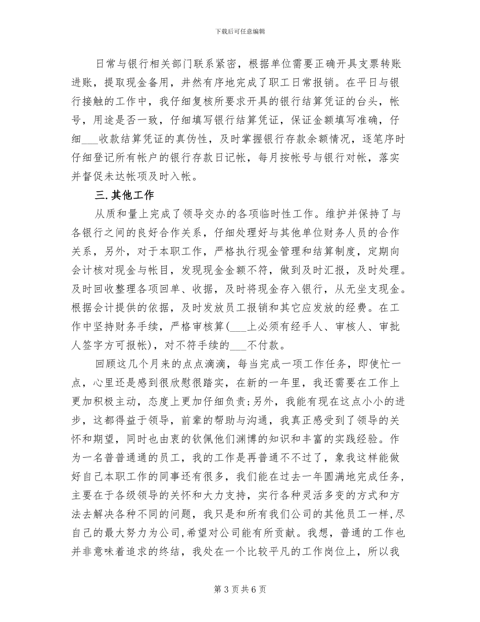 2024年度出纳个人工作总结_第3页