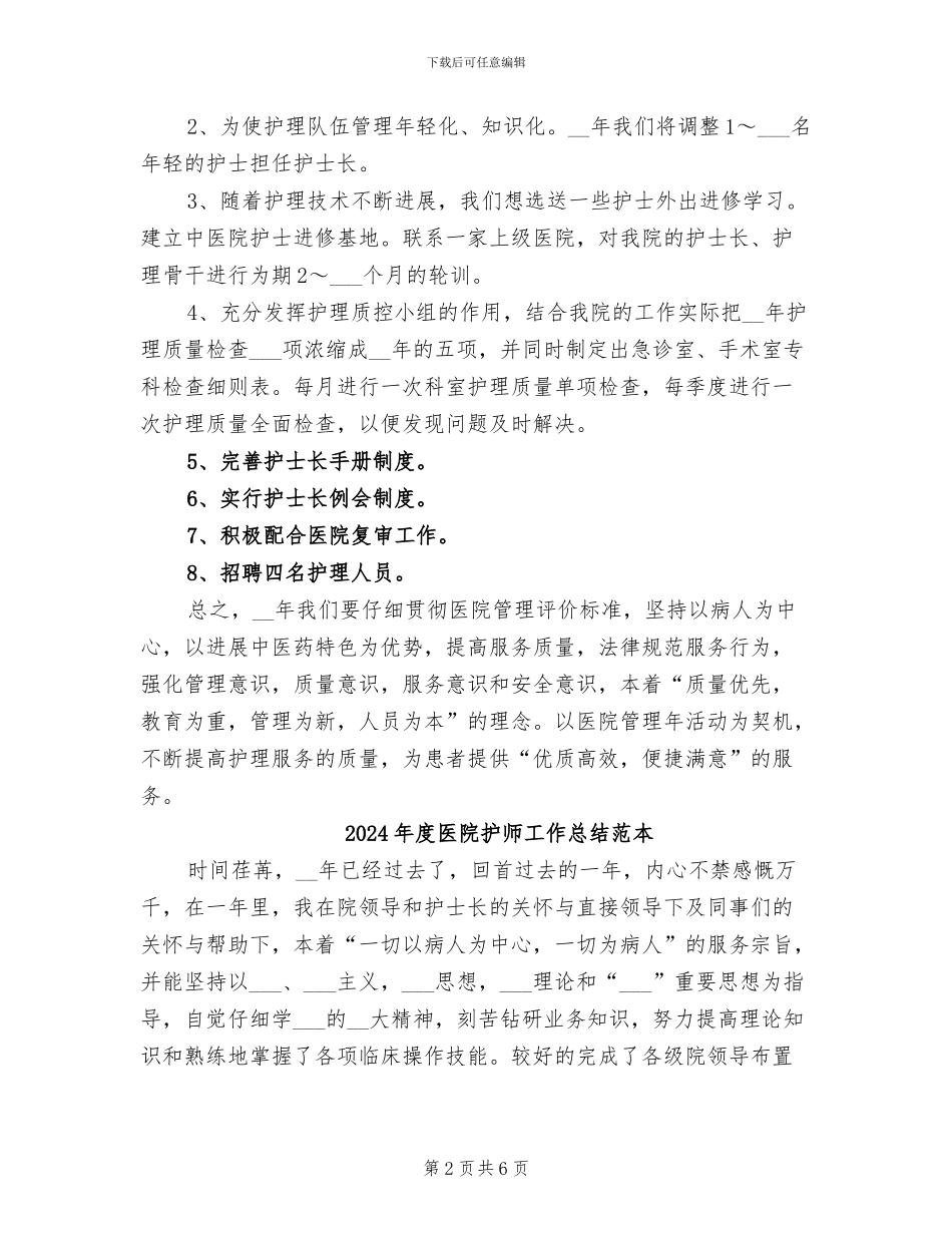 2024年度医院护师工作总结_第2页