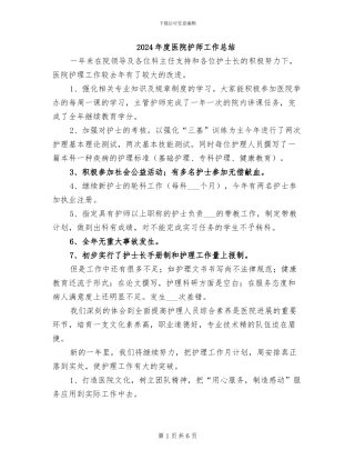 2024年度医院护师工作总结