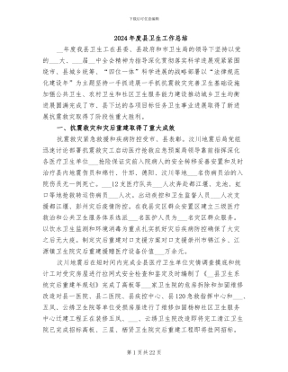 2024年度县卫生工作总结