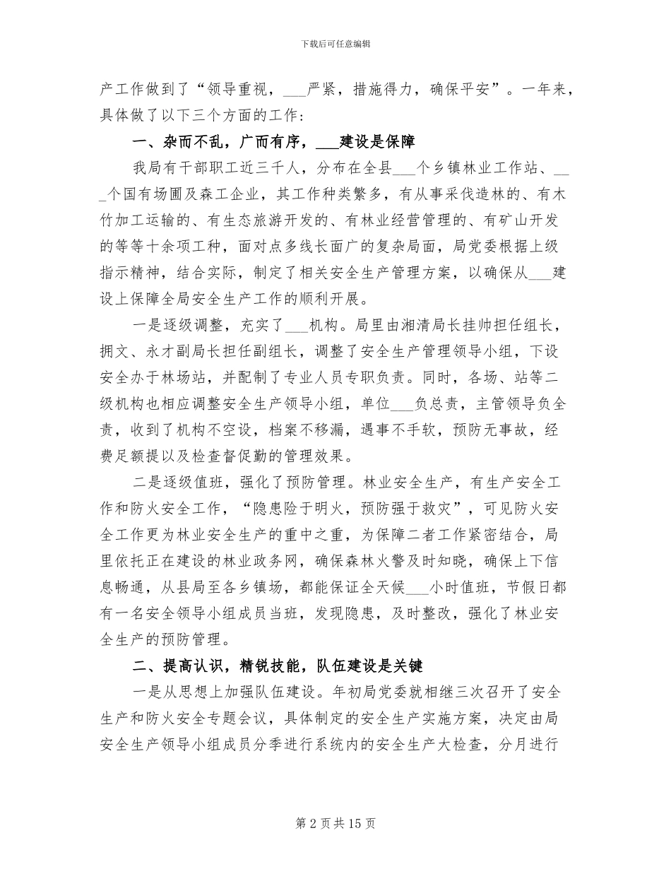 2024年度县林业局安全生产工作总结_第2页