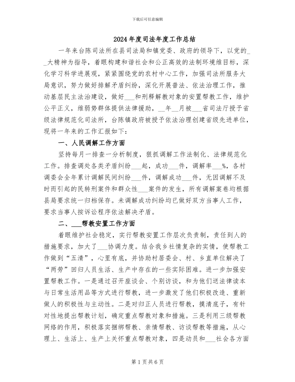 2024年度司法年度工作总结_第1页