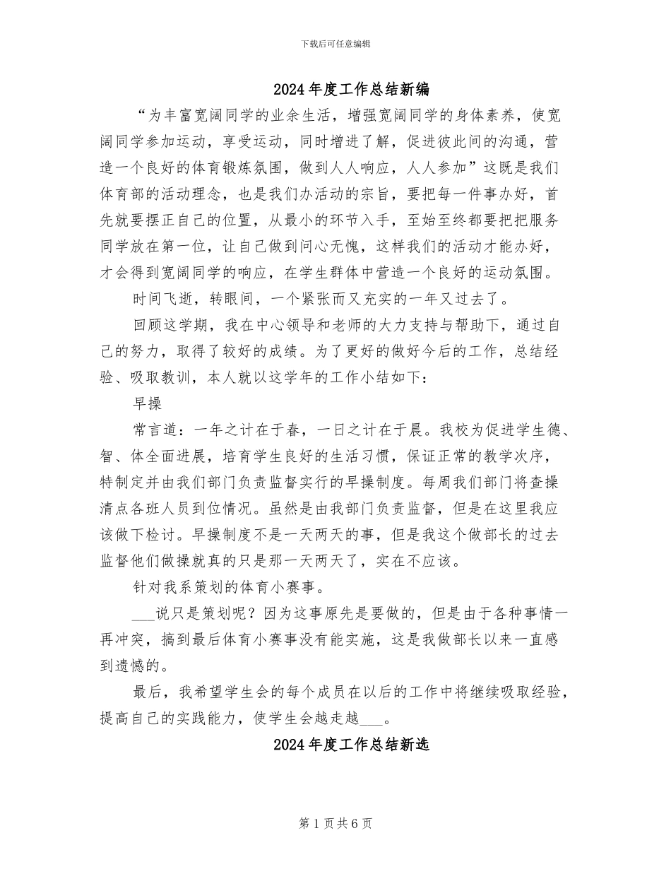 2024年度工作总结新编_第1页
