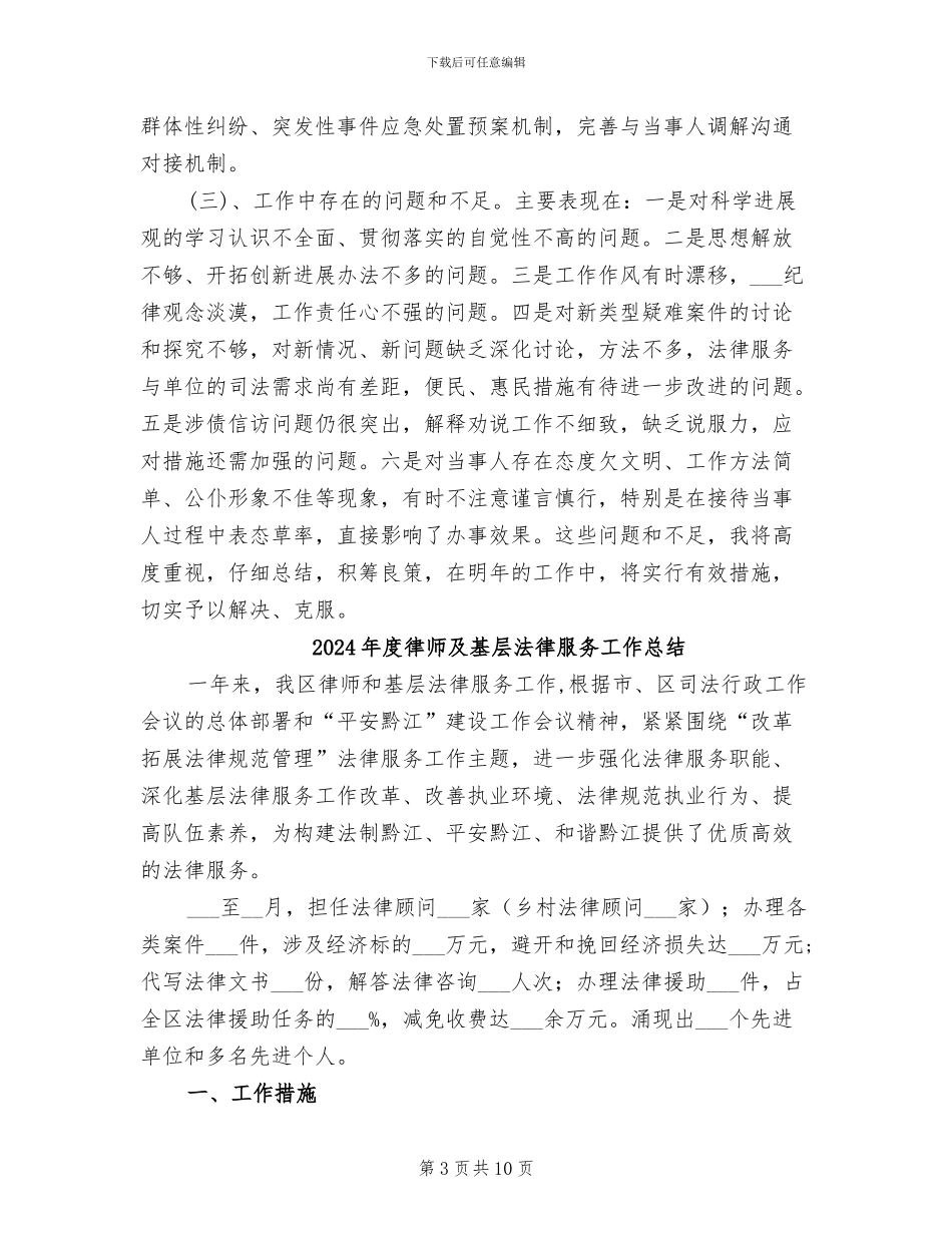 2024年度律师助理工作总结_第3页