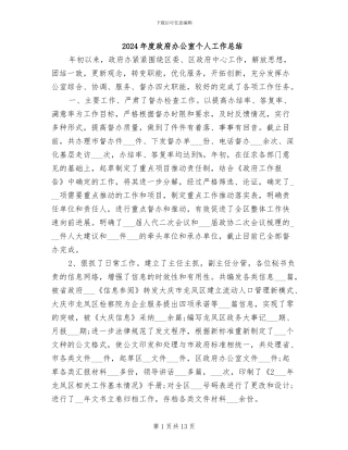 2024年度政府办公室个人工作总结