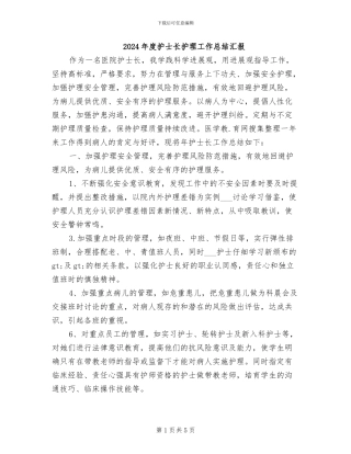 2024年度护士长护理工作总结汇报