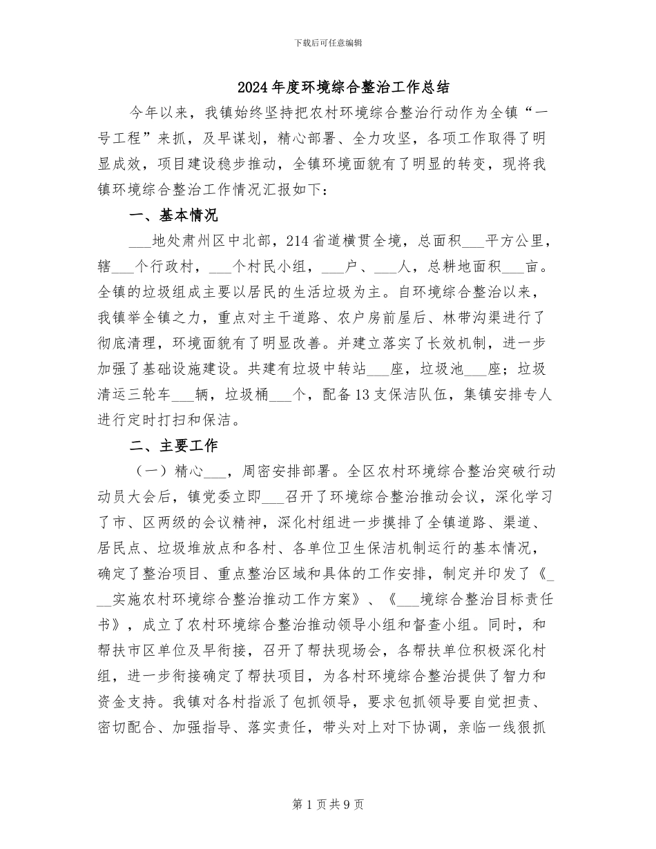 2024年度环境综合整治工作总结_第1页